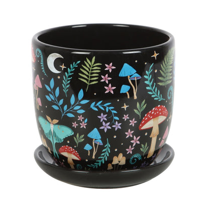 Dark Forest Print Plant Pot and Saucer