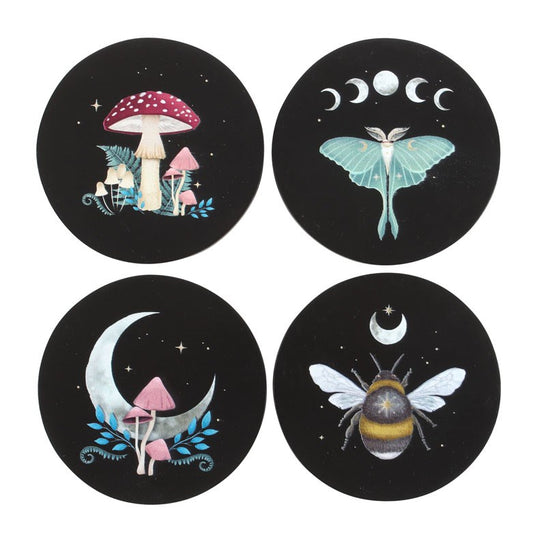 Set of 4 Printed Dark Forest Coaster Set