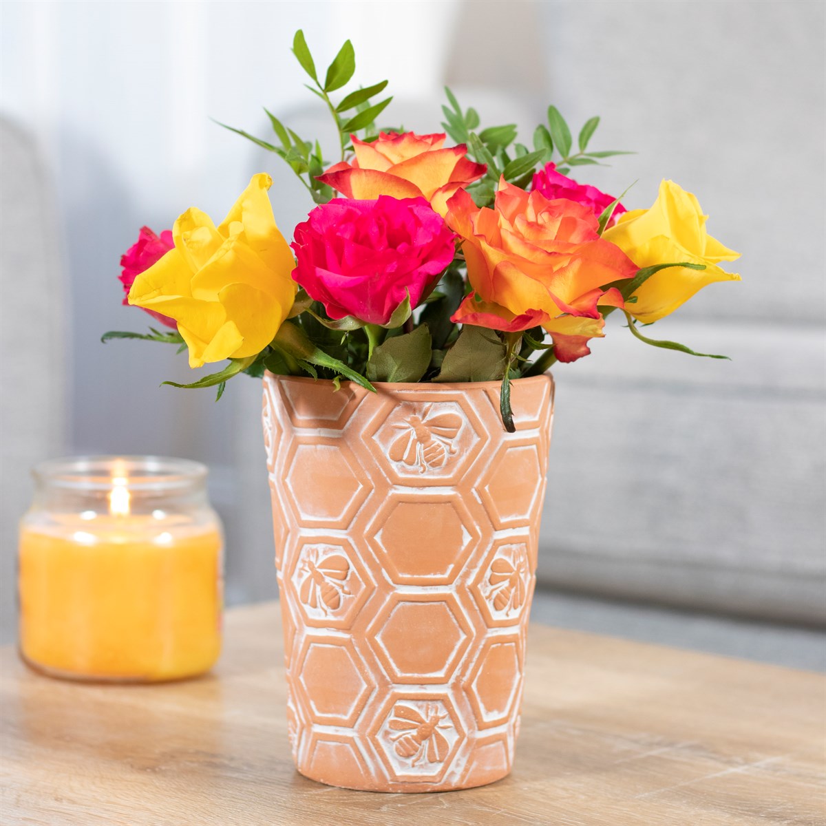 Terracotta Honeycomb and Bee Plant Pot