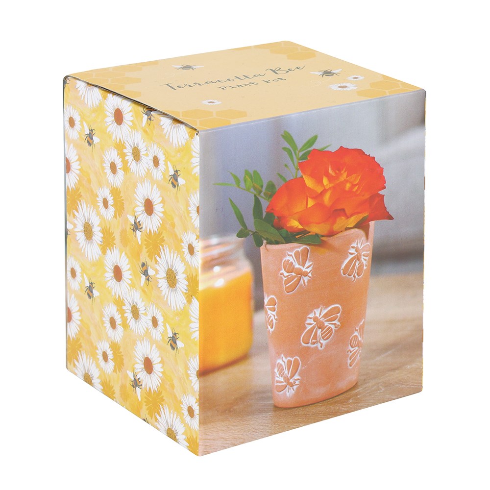 Terracotta Bee Pattern Plant Pot