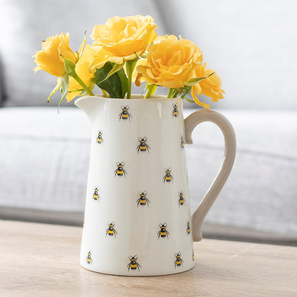 Ceramic Bee Design Flower Jug Vase (H18cm)