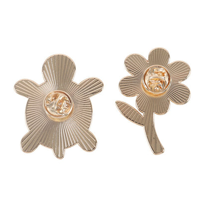 Set of 2 Turtle and Flower Pin Badges