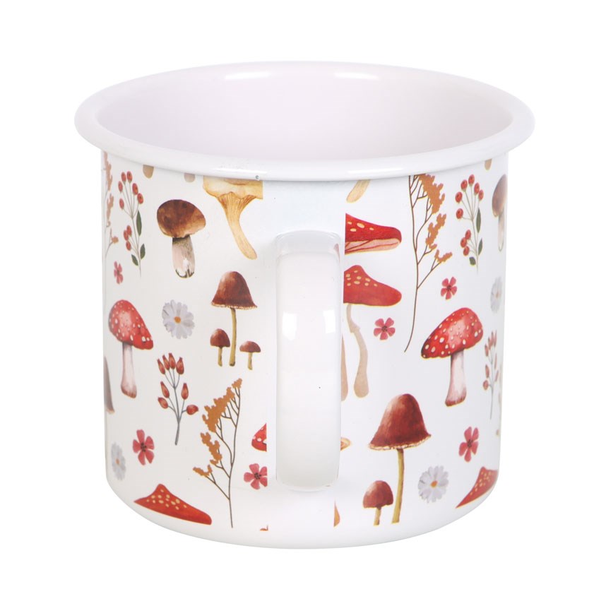 All Over Mushroom Print Enamel Mug