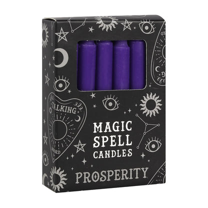 Pack of 12 Small Purple Spell Candles- Prosperity