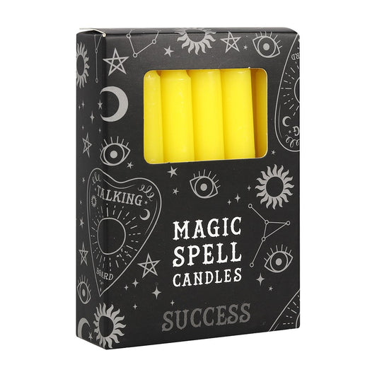 Pack of 12 Small Yellow Spell Candles - Success