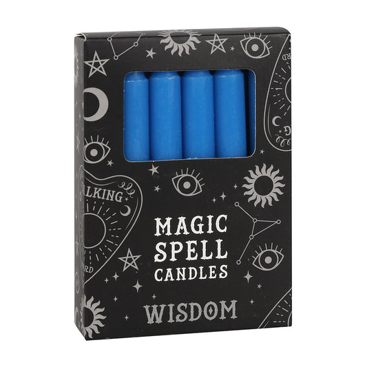 Pack of 12 Small Blue Magic Spell Candles - Wisdom