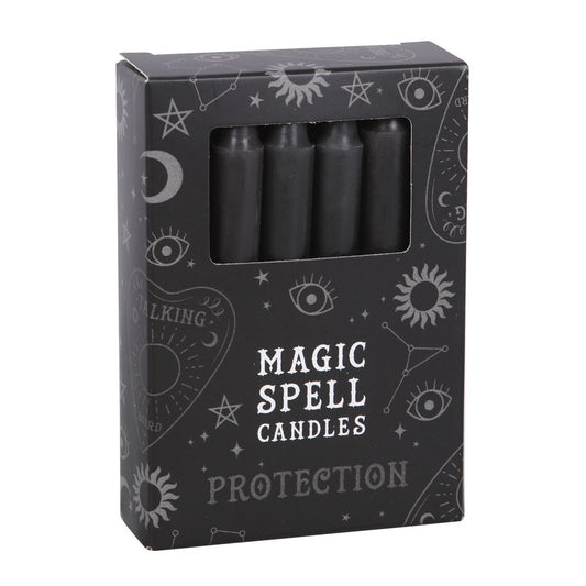 Pack of 12 Small Black Spell Candles- Protection