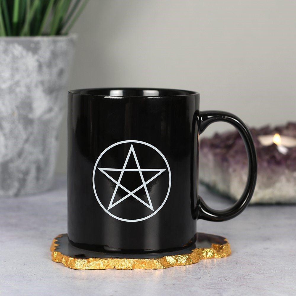 Black Ceramic Mug With a Pentagram Design