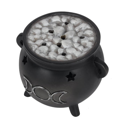 Triple Moon Cauldron Incense Cone Holder