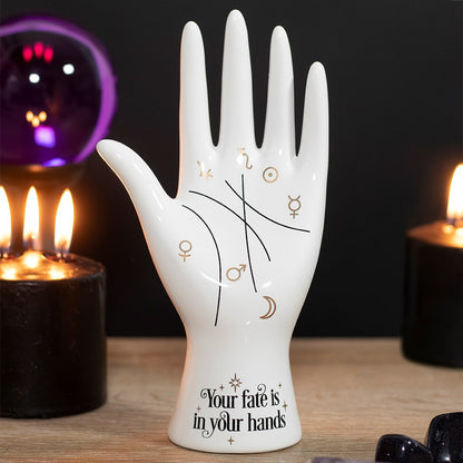 Ceramic Palmistry Hand Ornament White