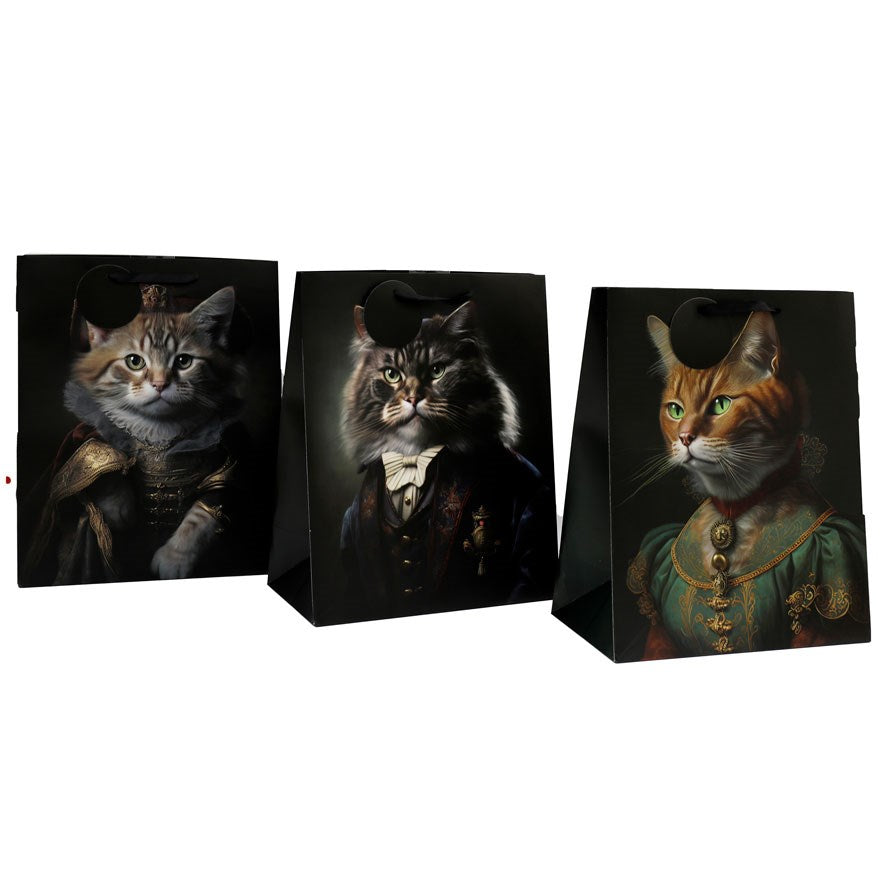 Set of 3 Large Cat Head Portrait Gift Bags