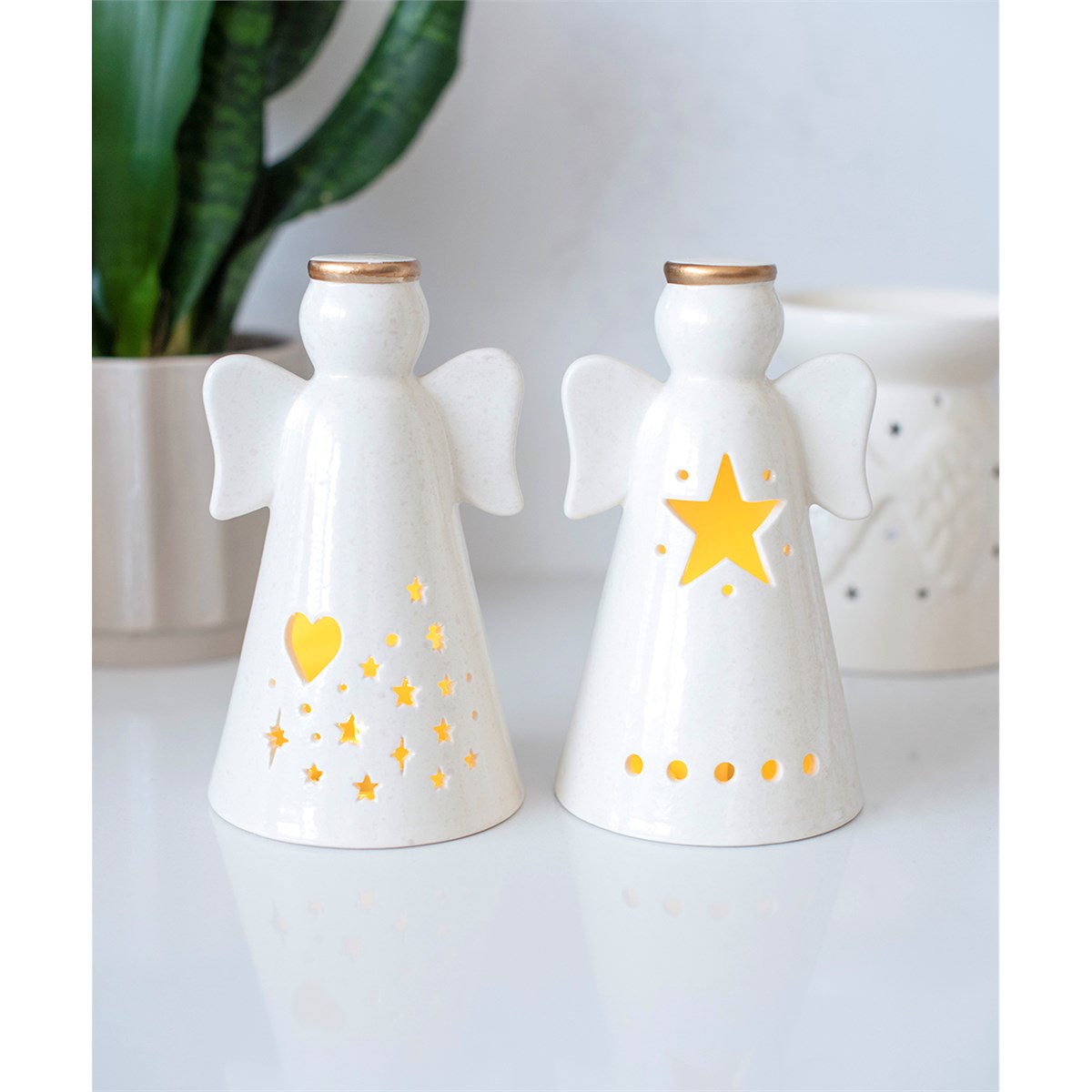 Set of 2 Small LED Angel Decorations