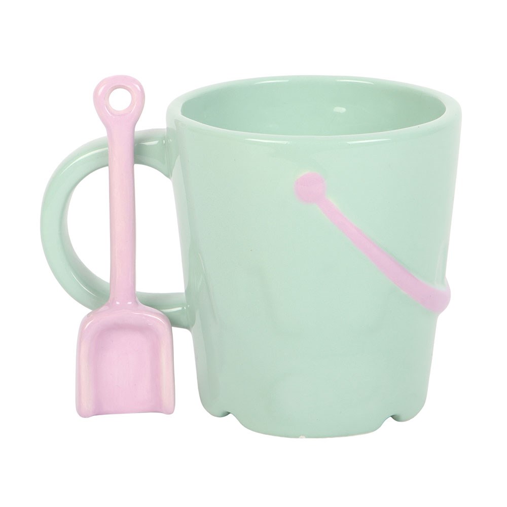 Pastel Bucket Mug with Spade Spoon