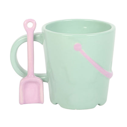 Pastel Bucket Mug with Spade Spoon