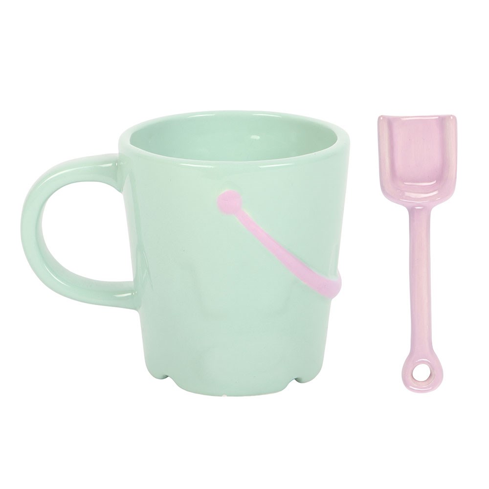 Pastel Bucket Mug with Spade Spoon