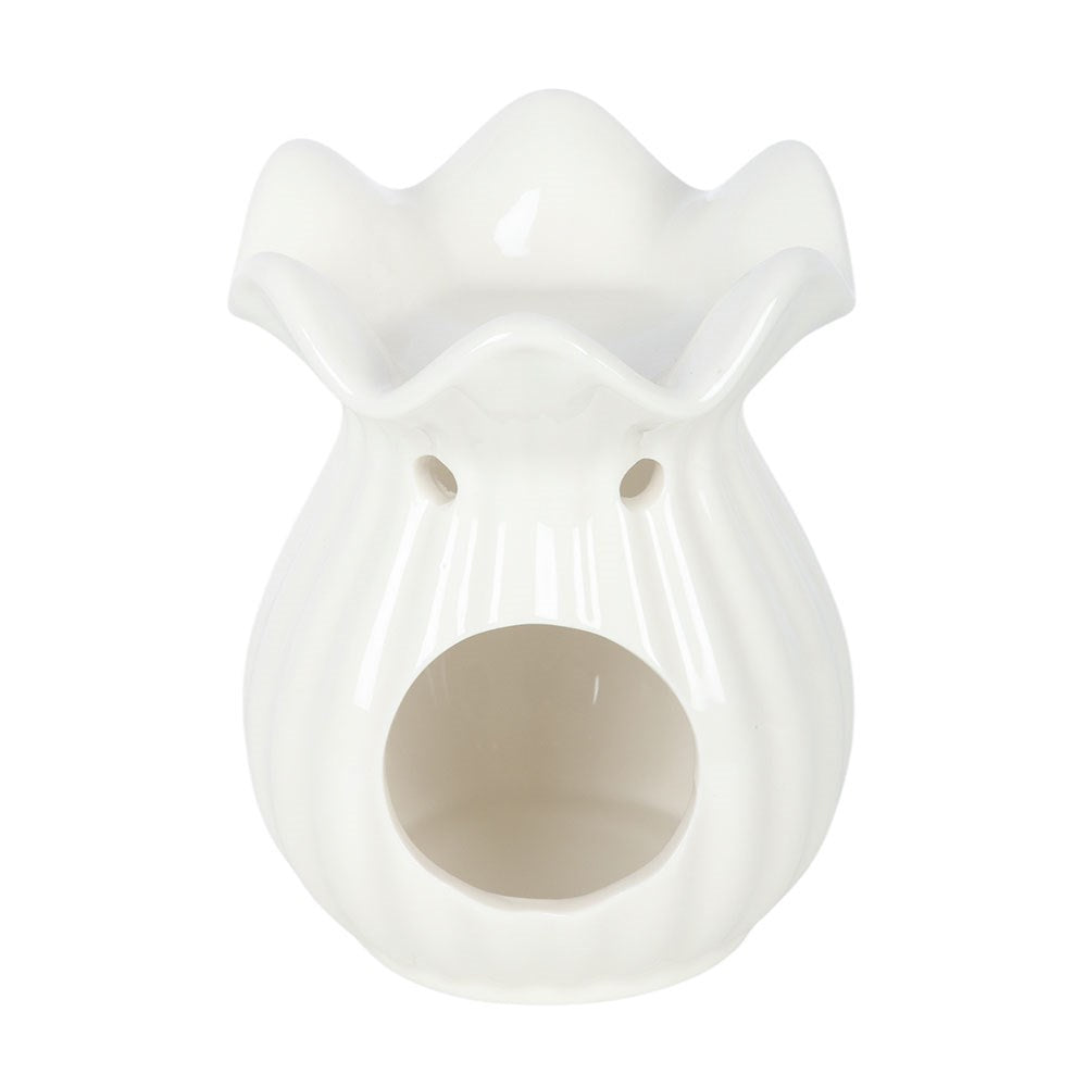 White Pleated Flare Oil Burner