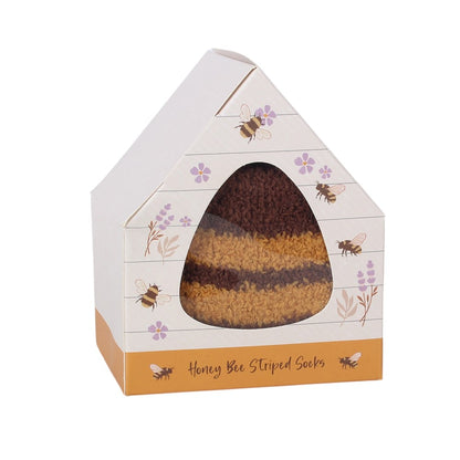 Honey Bee Striped Socks in Beehive Box