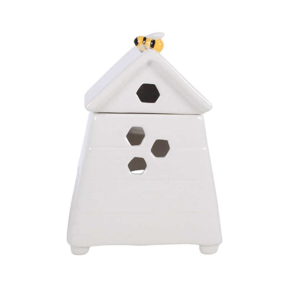 White Beehive Oil Burner and Wax Warmer with Bee