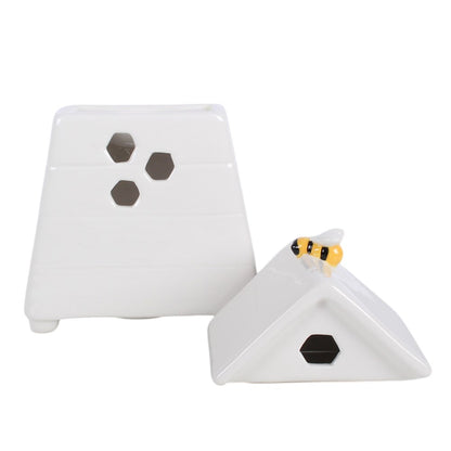White Beehive Oil Burner and Wax Warmer with Bee