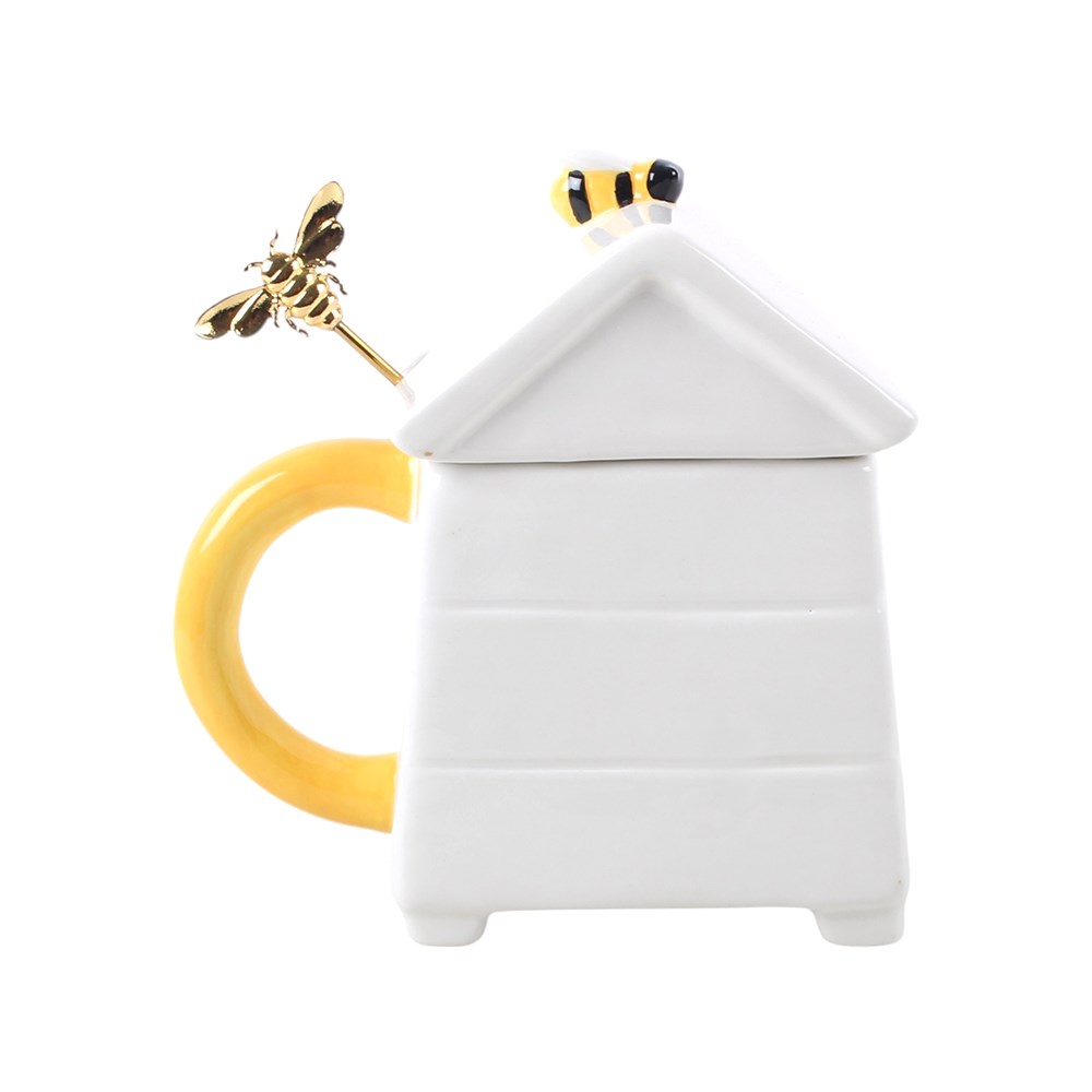 White Beehive Mug and Spoon Set