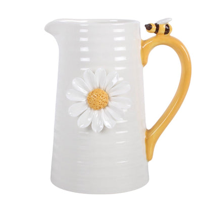 3D Daisy and Honey Bee Ceramic Flower Jug