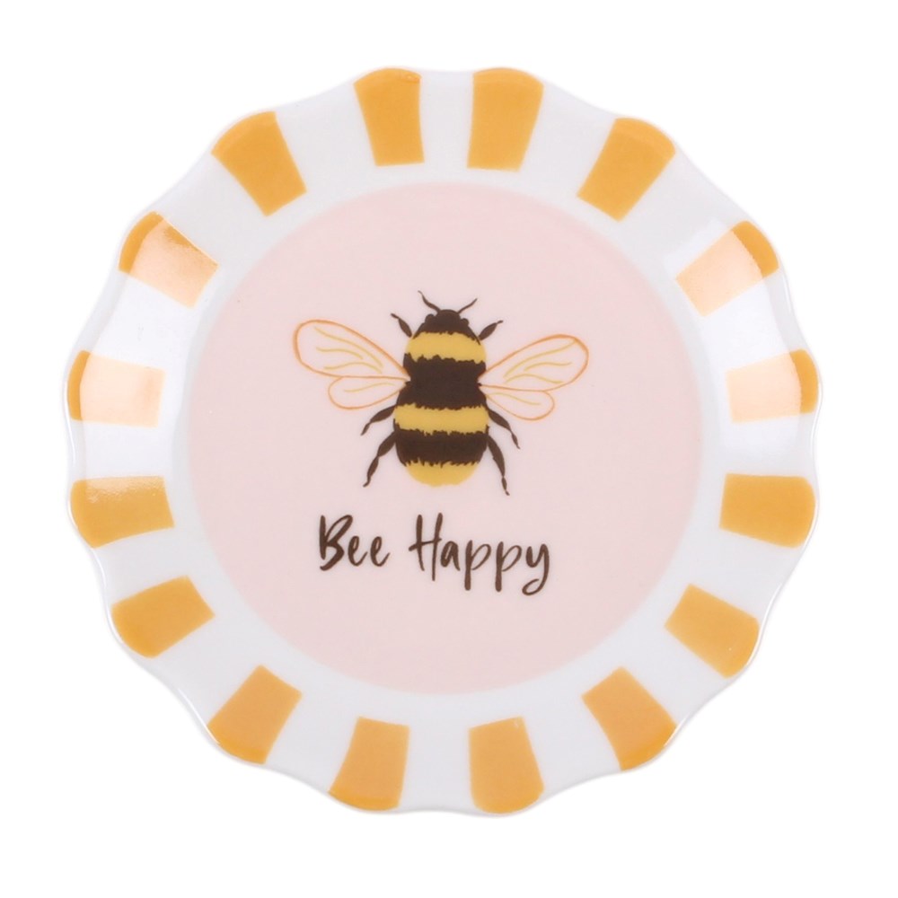 Striped Bee Happy Trinket Dish