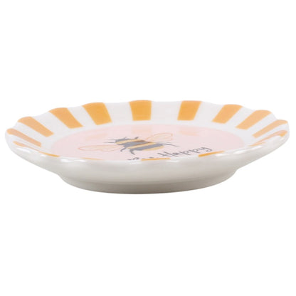 Striped Bee Happy Trinket Dish
