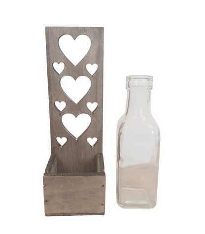 Vase & Rustic Wooden Heart Holder