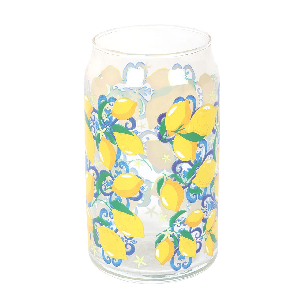 Lemon Print Can Glass