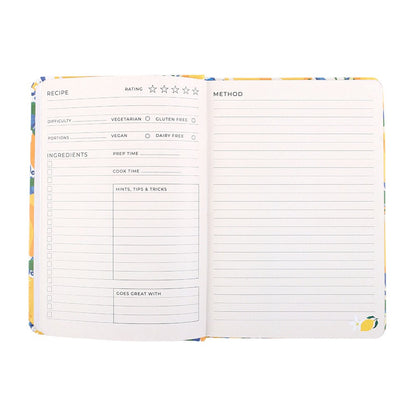 Italian Lemon Print A5 Recipe Journal