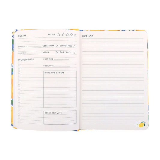 Italian Lemon Print A5 Recipe Journal