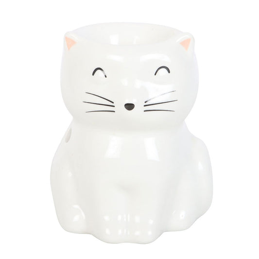 White Happy Cat Oil Burner