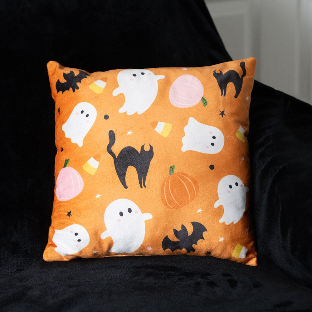 Square Sweet and Spooky Ghost Print Cushion 35cm