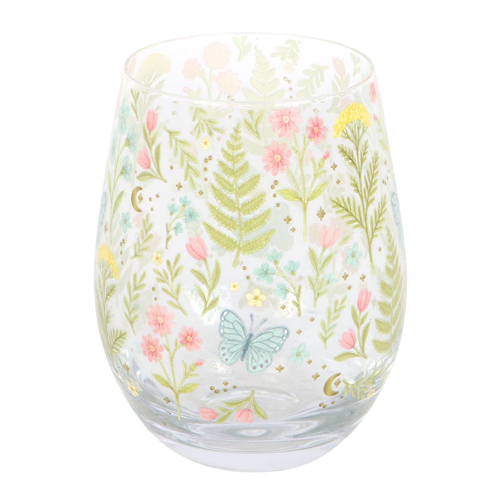 Luna Bloom Floral Print Stemless Glass