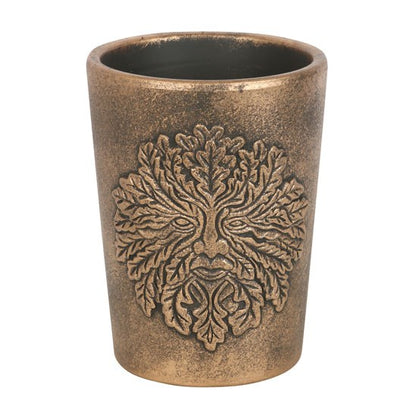 Terracotta Bronze Pot - Green Man