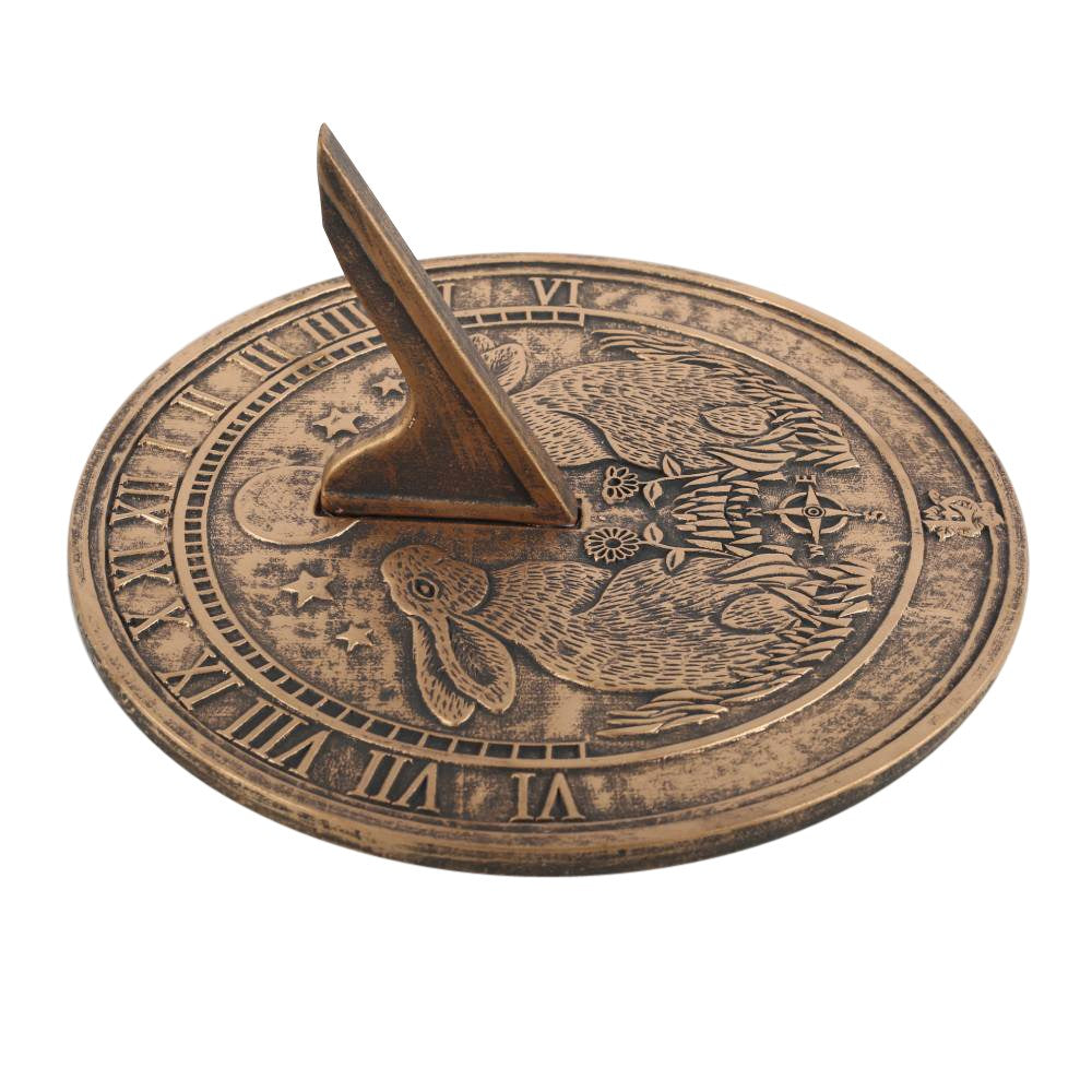 Bronze Effect Moon Gazing Hare Terracotta Sundial