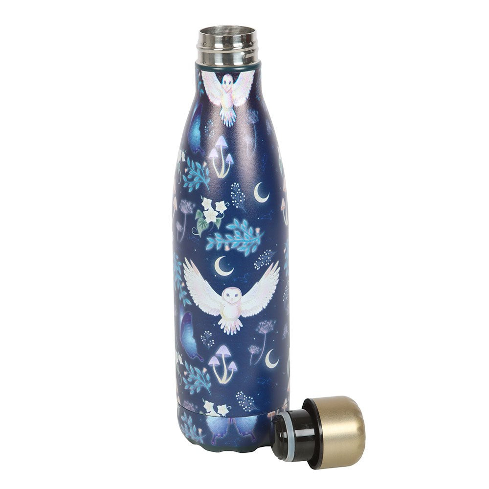 Night Flight Owl Print Metal Water Bottle