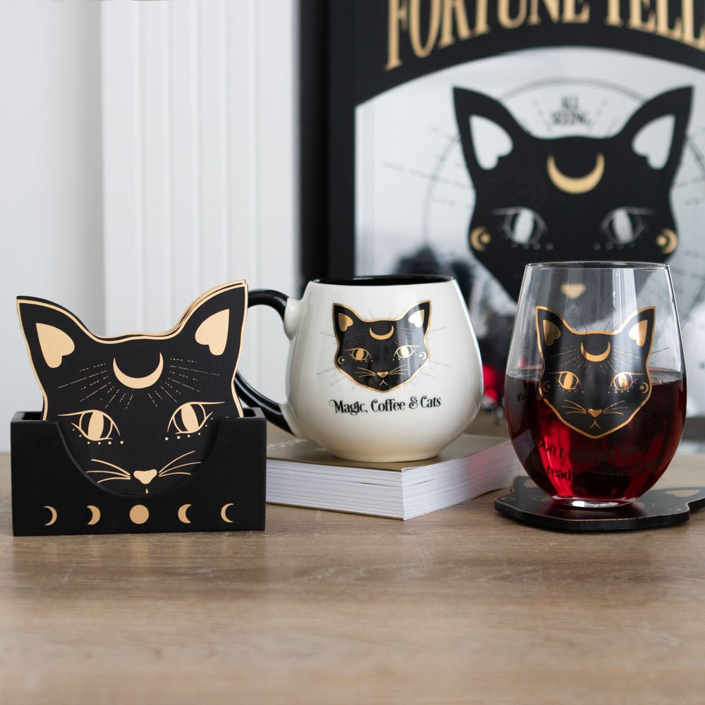 Ceramic Mystical Black Cat Rounded Mug (500 ml)