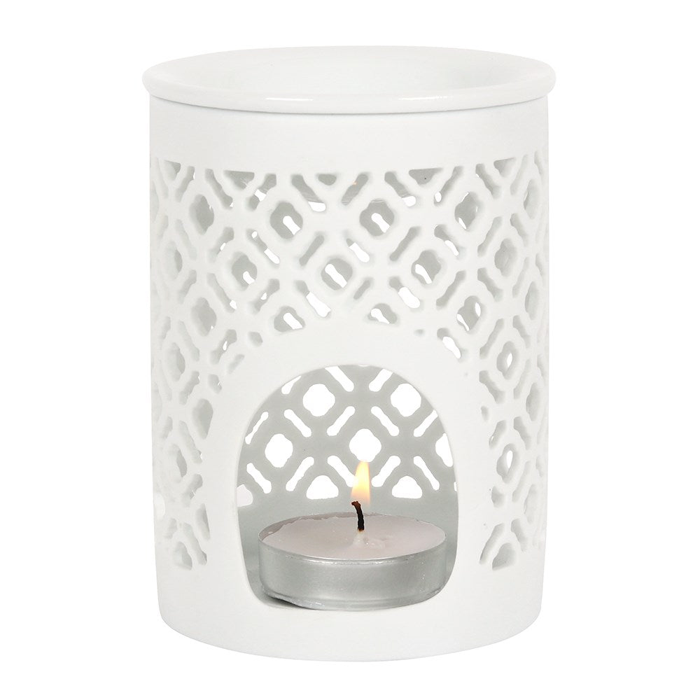 Lattice Cut Oil Burner - White