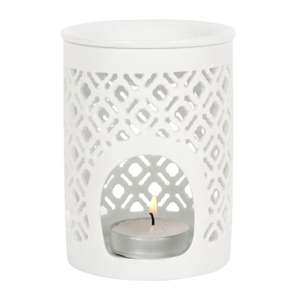 Lattice Cut Oil Burner - White