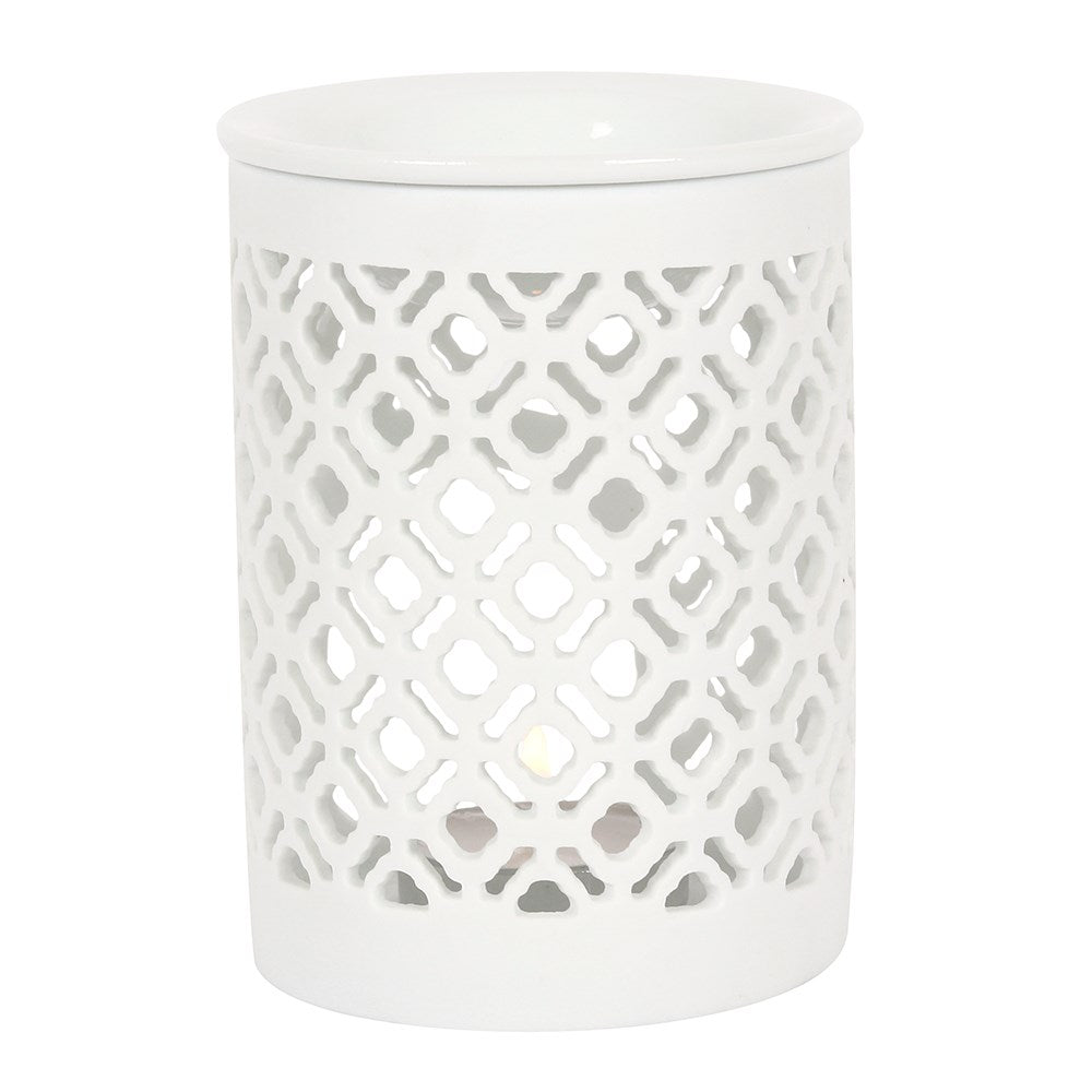 Lattice Cut Oil Burner - White