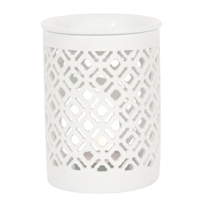 Lattice Cut Oil Burner - White