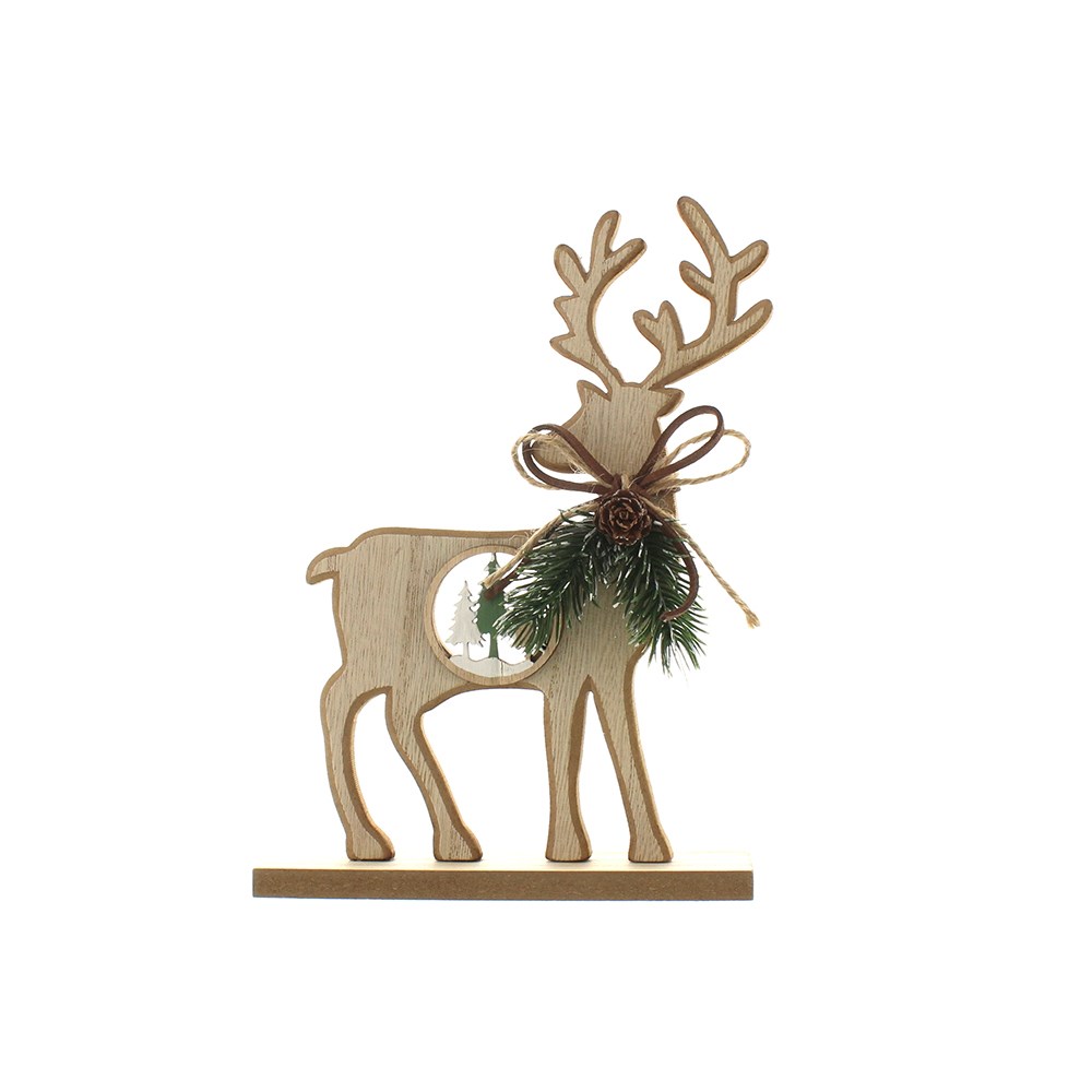 Wooden Reindeer Standing Ornament