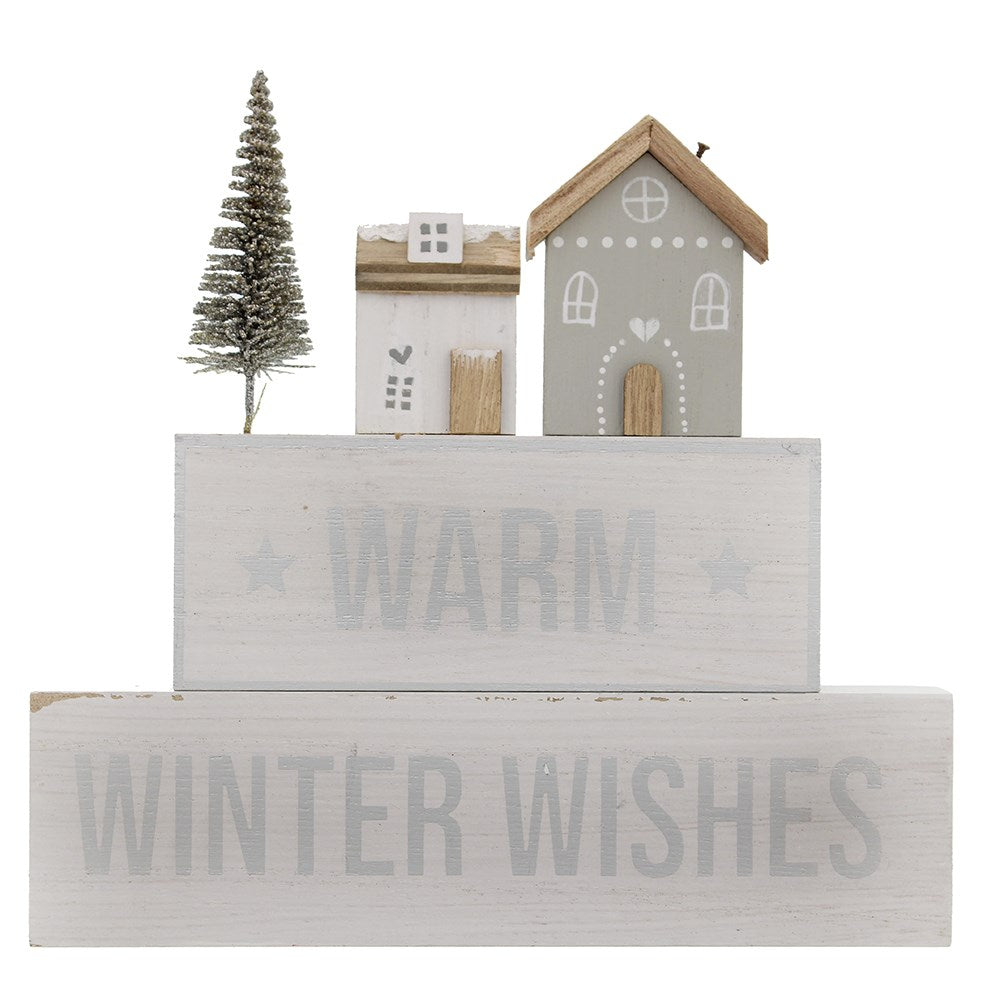 Warm Winter Wishes Stacked Block Sign
