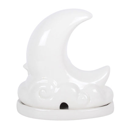White Pastel Skies Moon Incense Cone Holder