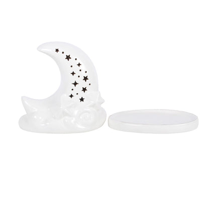 White Pastel Skies Moon Incense Cone Holder