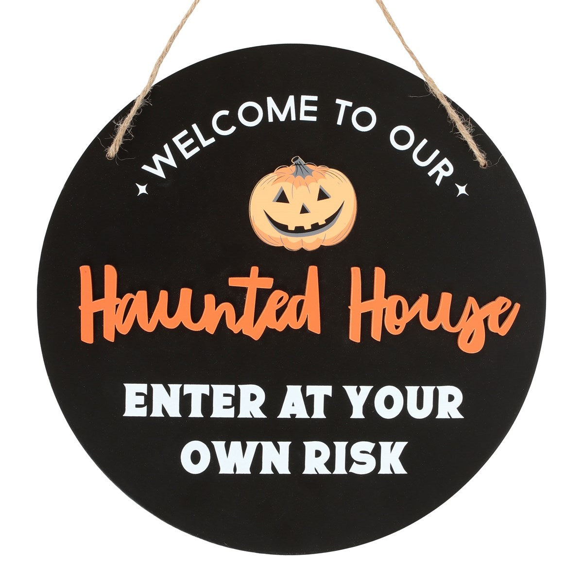 Round Haunted House Hanging Sign