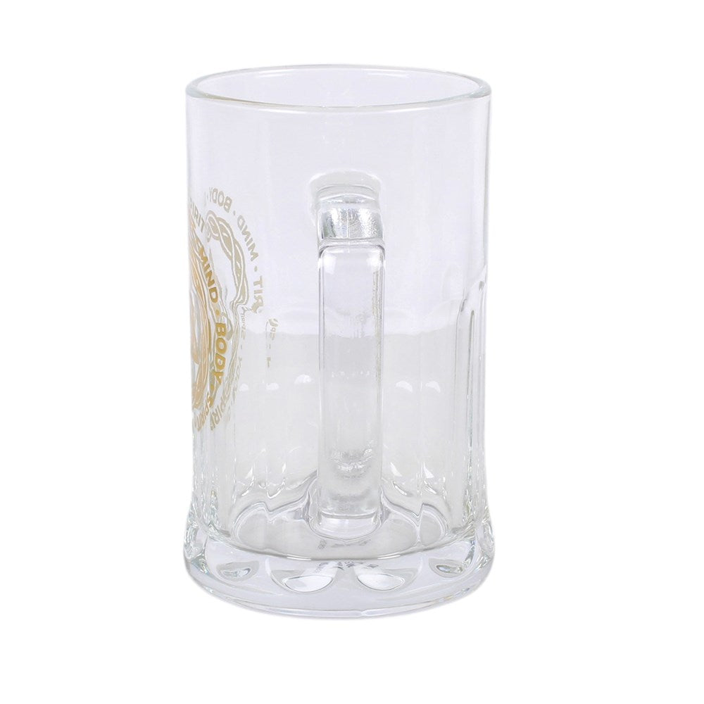 Celtic Triquetra Knot Glass Beer Tankard with Coaster