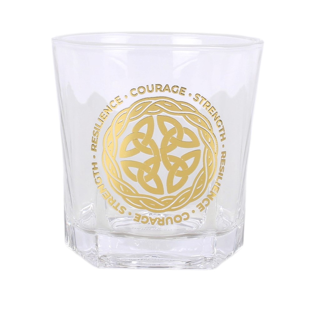 Celtic Shield Knot Lowball Glass with Coaster