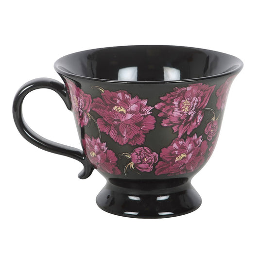 Dark Romance Floral Print Teacup